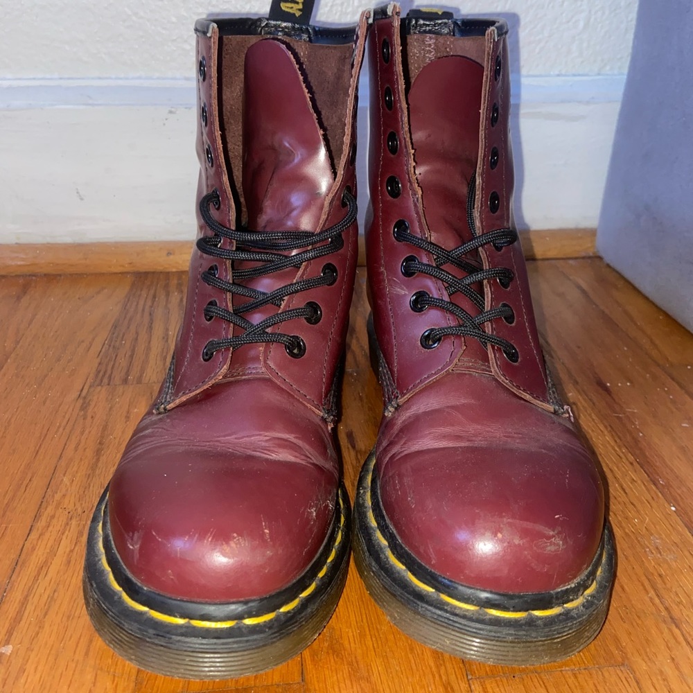 Doc Marten 1460 Smooth Leather Laceup Boots Cherry Red